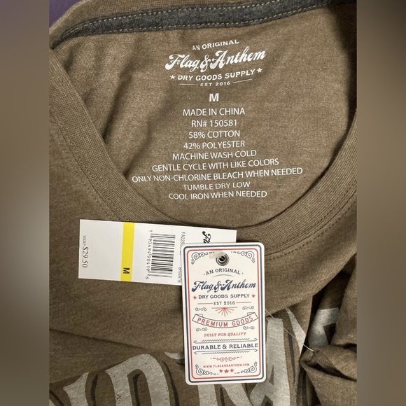 Flag & Anthem Mens T-Shirt Medium Light Brown Graphic Tee Adult Short Sleeve NWT - Picture 3 of 10